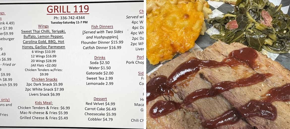 Grill 119 Restaurant Menu
